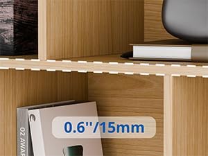 Cozy Castle Oak Bookshelf, 3-Tier Open Shelf Bookcase, 10 Cube Storage Organizer with Anti-Tilt Device, Freestanding Horizontal Bookshelf Cube Shelf for Bedroom, Living Room