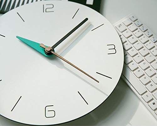 Stephanie Imports Modern Minimalist White & Teal Green Silent Wall Clock