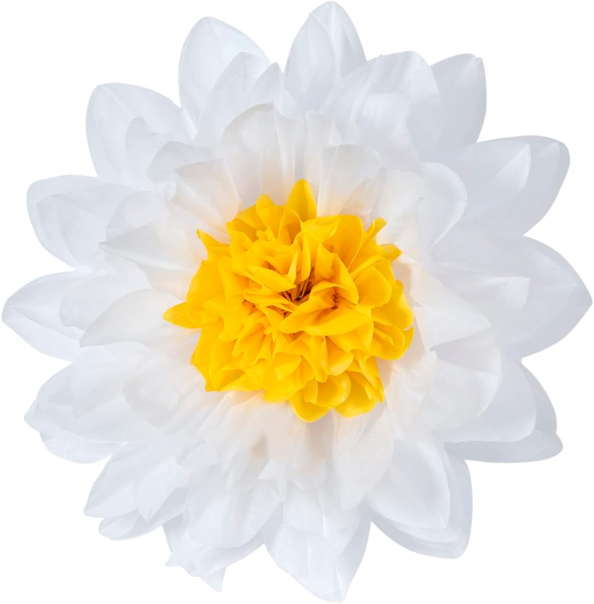 MISU Daisy Flower Party Decorations White Tissue Pom Poms for Classroom Baby Shower Wedding Birthday Party Backdrop Home Decoration, 10 Inch, Pack of 18