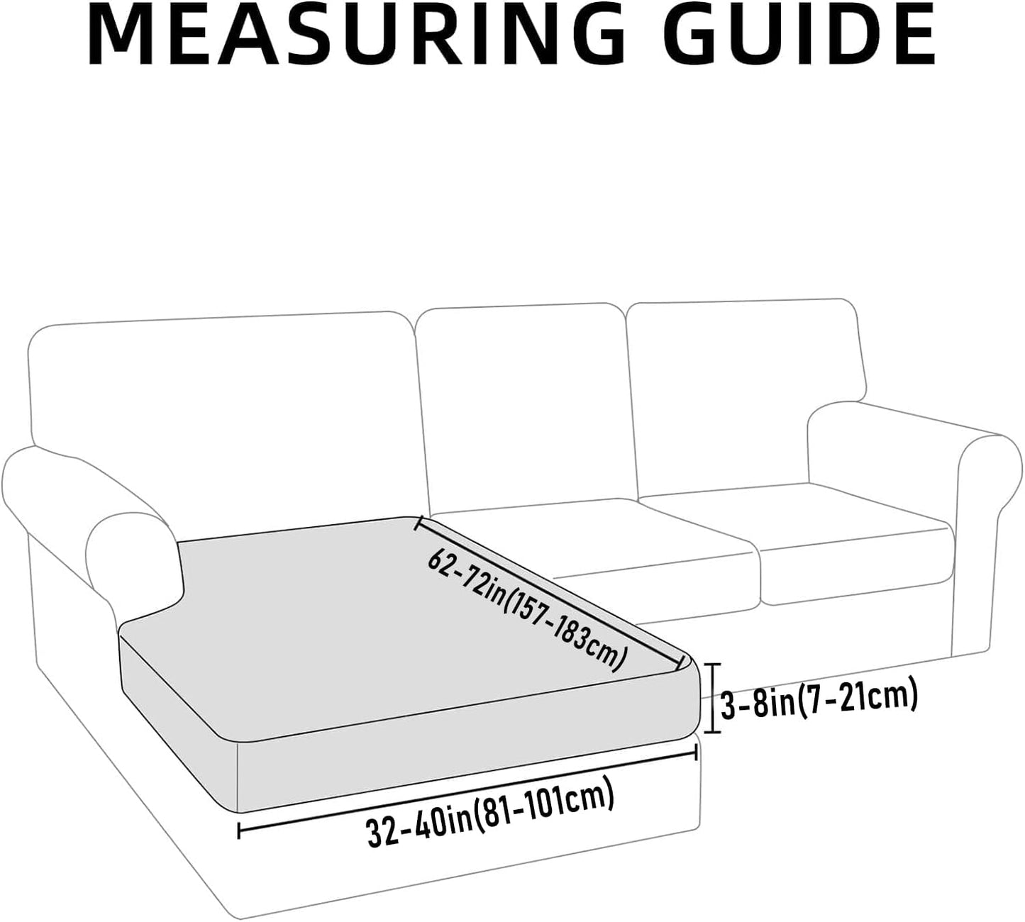 hyha Waterproof Sectional Couch Covers, Non Slip Sofa Couch Cushion Covers L Shape, Thick Stretch Jacquard Fabric, Washable Sofa Slipcovers with Elastic Bottom (1 Piece for Chaise XL, Navy)