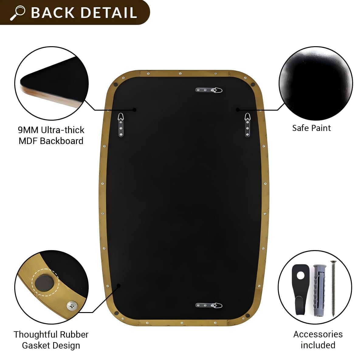 ANDY STAR Brass Bathroom Mirror, 24x32’’ Brushed Gold Metal Frame Oblong Mirror for Bathroom, Modern Gold Oval Bathroom Mirror for Over Sink, Hangs Horizontal or Vertical