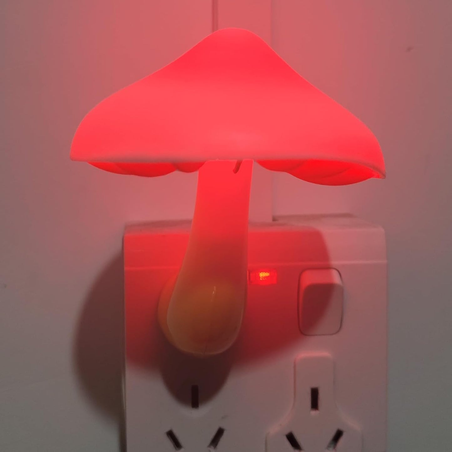 2 Pcs LED Night Light Plug in Nightlight Wall Lamp, Mushroom Night Light Mini Magic Night Lights for Adults Kids Bedroom, Bathroom,Toilet,Stairs,Kitchen,Hallway Red Led Light