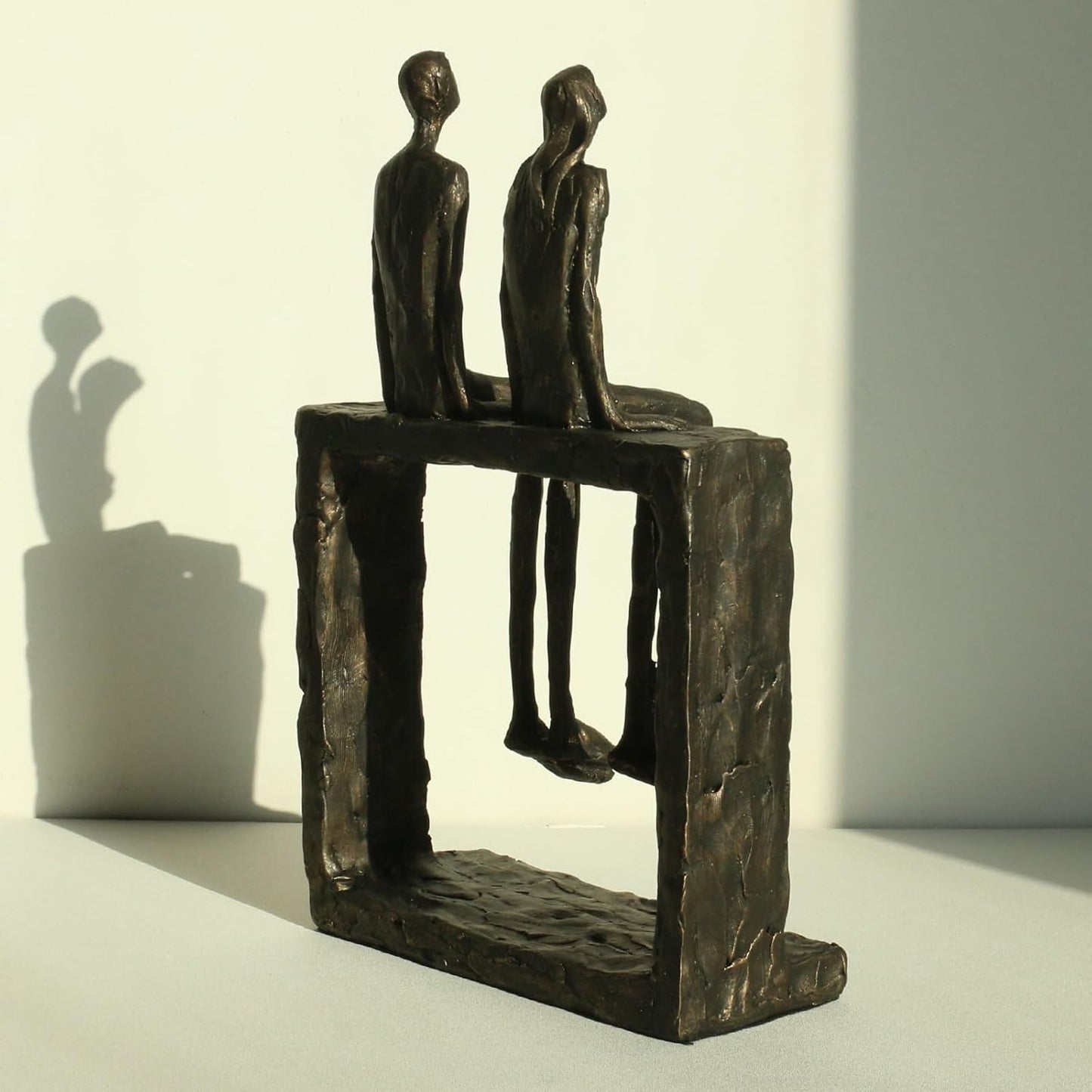 Lukitas Abstract Couple Statue Home Decor - Handcrafted Decorative Ornament for Living Room Office, Bronze Color, Resin