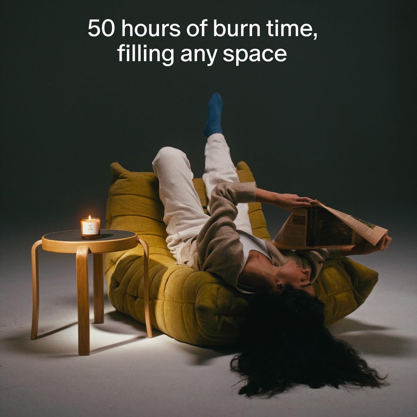 SALT & STONE Scented Candle for Women & Men | Hand-Poured, Aromatic & Fragrant | Coconut & Soy Blend Wax | 100% Cotton Wick | Long-Lasting 50 Hour Burn Time (8.5 oz) (Santal & Vetiver)