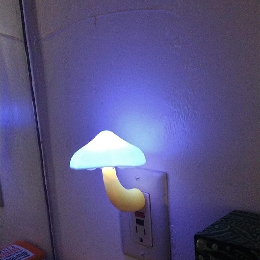 AUSAYE 5Pack LED Sensor Night Light Plug in Lamp Blue Cute Mushroom Night Lights for Adults Kids NightLight Bedroom,Bathroom,Toilet,Hallway,Stairs,Kitchen,Basement