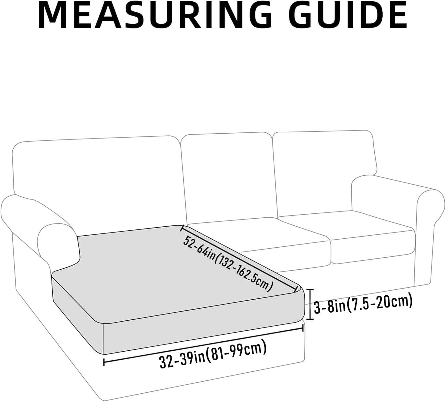 hyha Waterproof Sectional Couch Covers, Non Slip Sofa Couch Cushion Covers L Shape, Thick Stretch Jacquard Fabric, Washable Sofa Slipcovers with Elastic Bottom (1 Piece for Chaise, Chocolate)