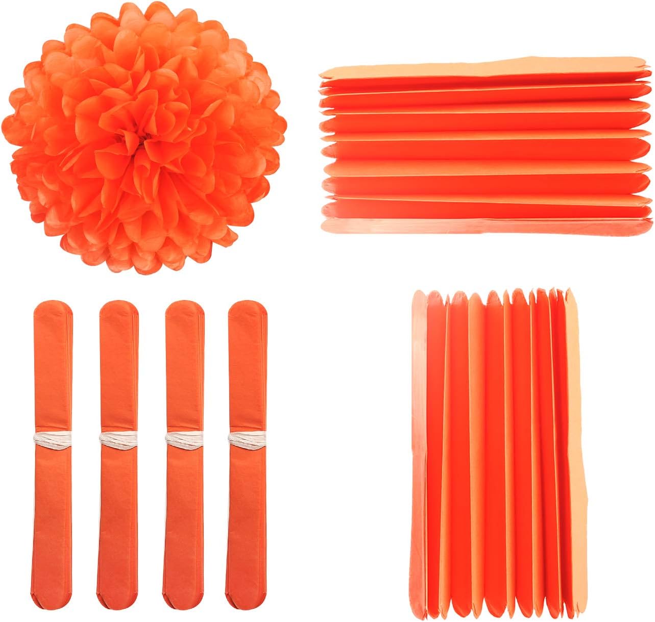 MISU 10" Orange Tissue Pom Poms DIY Tissue Paper Flowers for Birthday Wedding Baby Shower Tea Party Dessert Table Decoration, Pack of 18