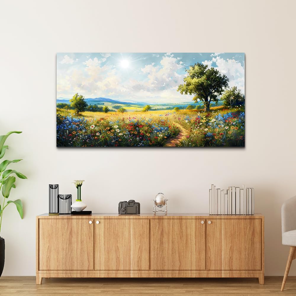 hyidecorart Nature Field Scenery Abstract Painting Large Wall Art For Living Room Bedroom Wall Decor Pictures Artworks Modern Wall Decorations For Office Canvas Prints Home Art Decor 24"X 48"