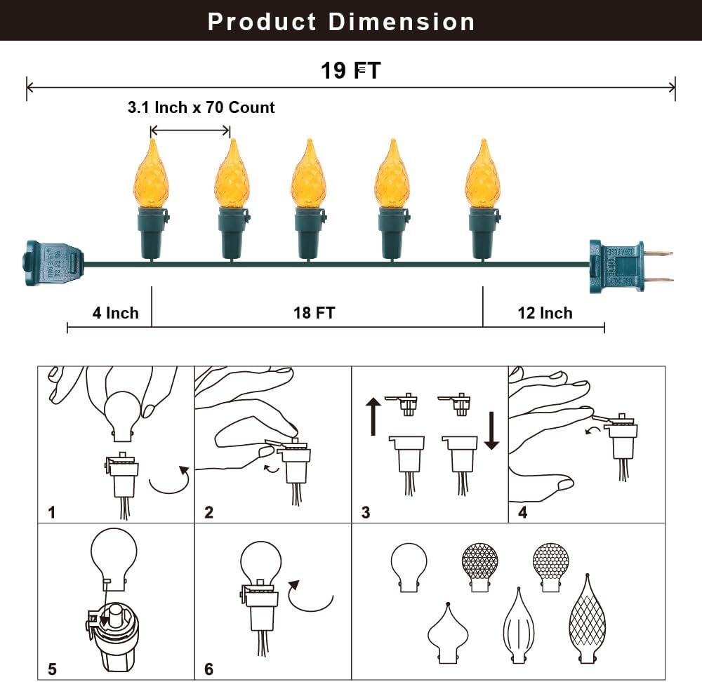 Orange Halloween Lights 70 LED C5 Christmas Lights for Indoor and Outdoor use, Plug -in String Lights for Thanksgiving Yard Xmas Tree Carnival Halloween Decor