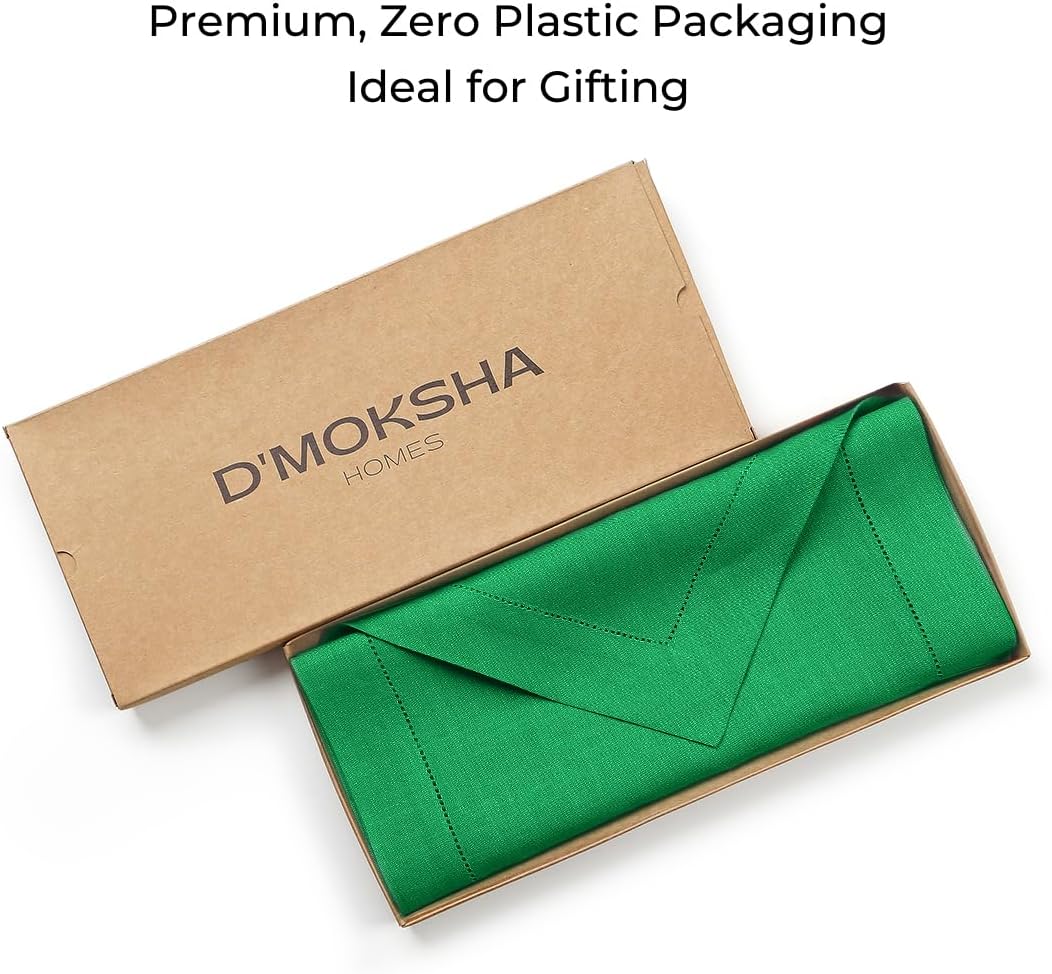 D'Moksha Homes Kelly Green Linen Table Runner 120 Inches Long - 100% Pure Linen Diamond Table Runner 14 x 120 Inch for Dining, Fall and Halloween - Machine Washable