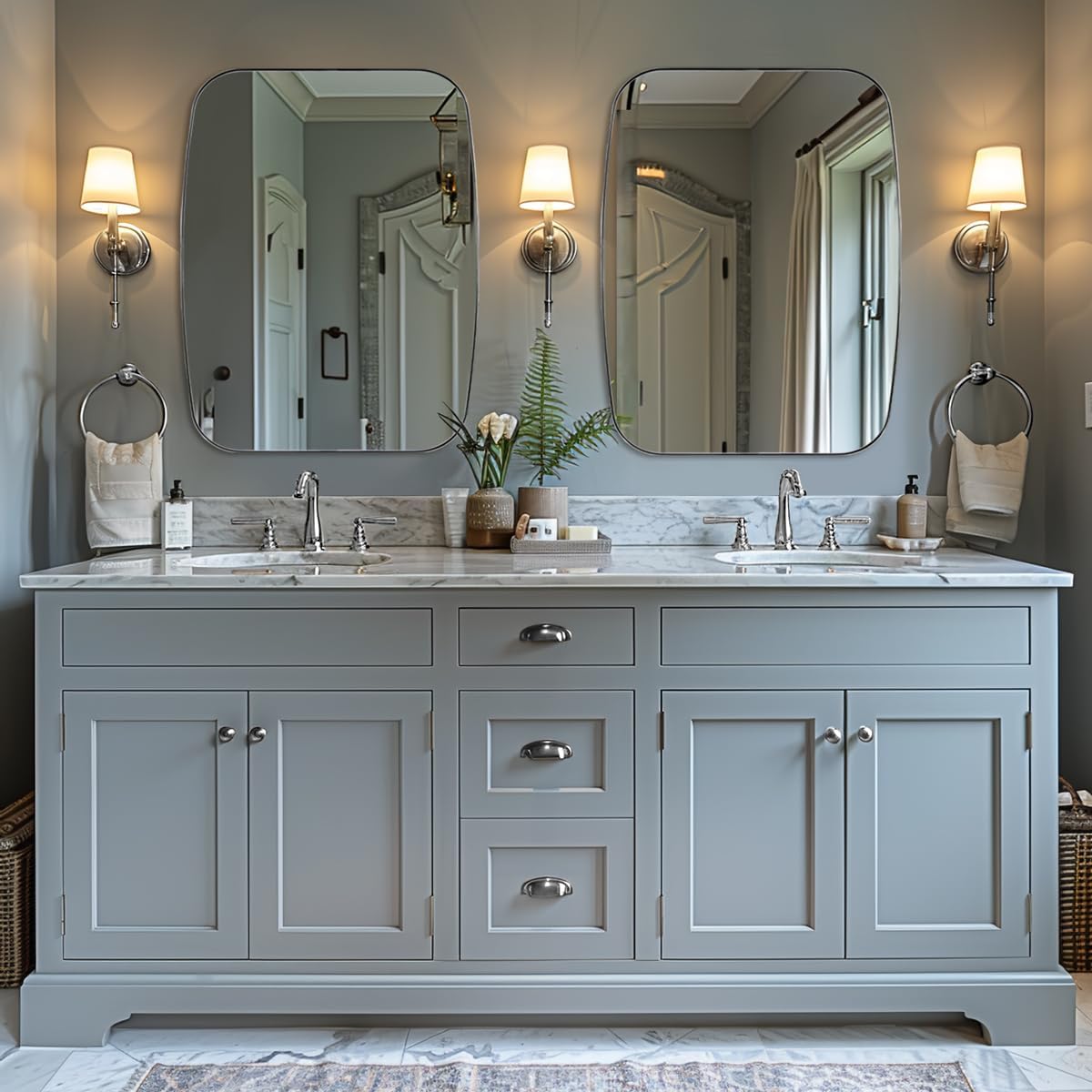 ANDY STAR Chrome Oblong Mirror, 36x48 Inch Polished Chrome Oval Mirror for Bathroom with Stainless Steel Metal Frame, Wall Mouned for Bathroom, Living Room, Entryway