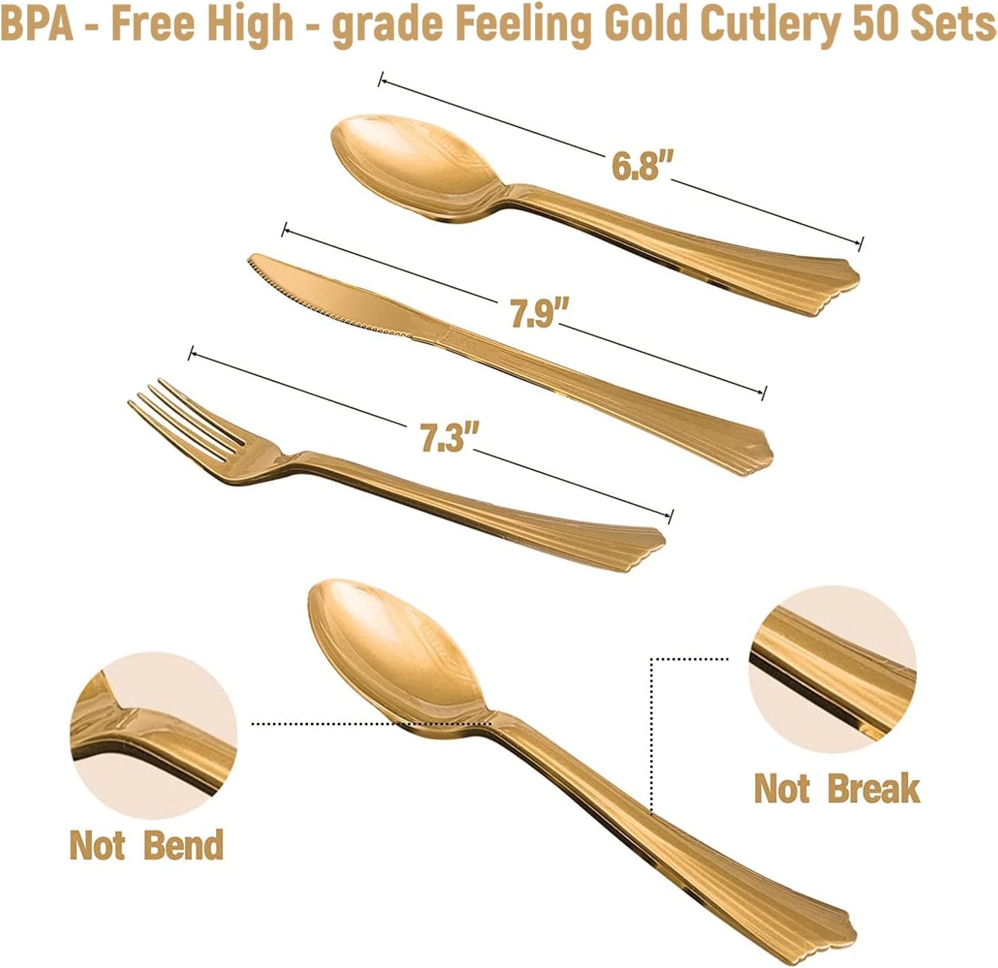 AIRE 350PCS Black and Gold Paper Plates Party Supplies for 50 Guests Party Decorations Disposable Dinnerware Golden Dot Paper Plates Napkins Cups Gold Plastic Forks Knives Spoons for Birthday Wedding