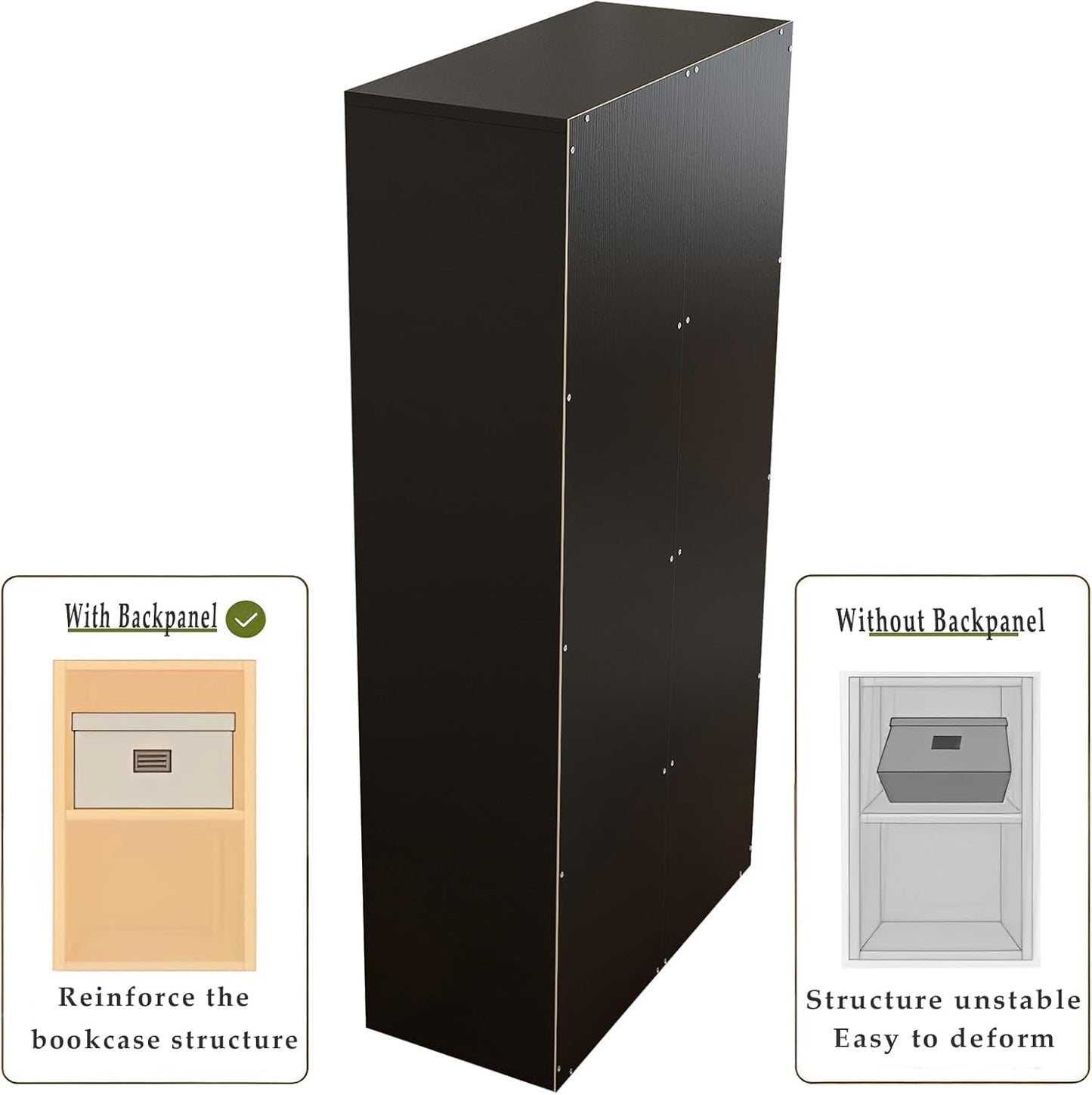 8-Cube Storage Shelf Bookcase - Wooden 4-Tier Floor Standing Open Bookshelf, Modern TV Stand up to 55 Inchs for Home and Office, Black