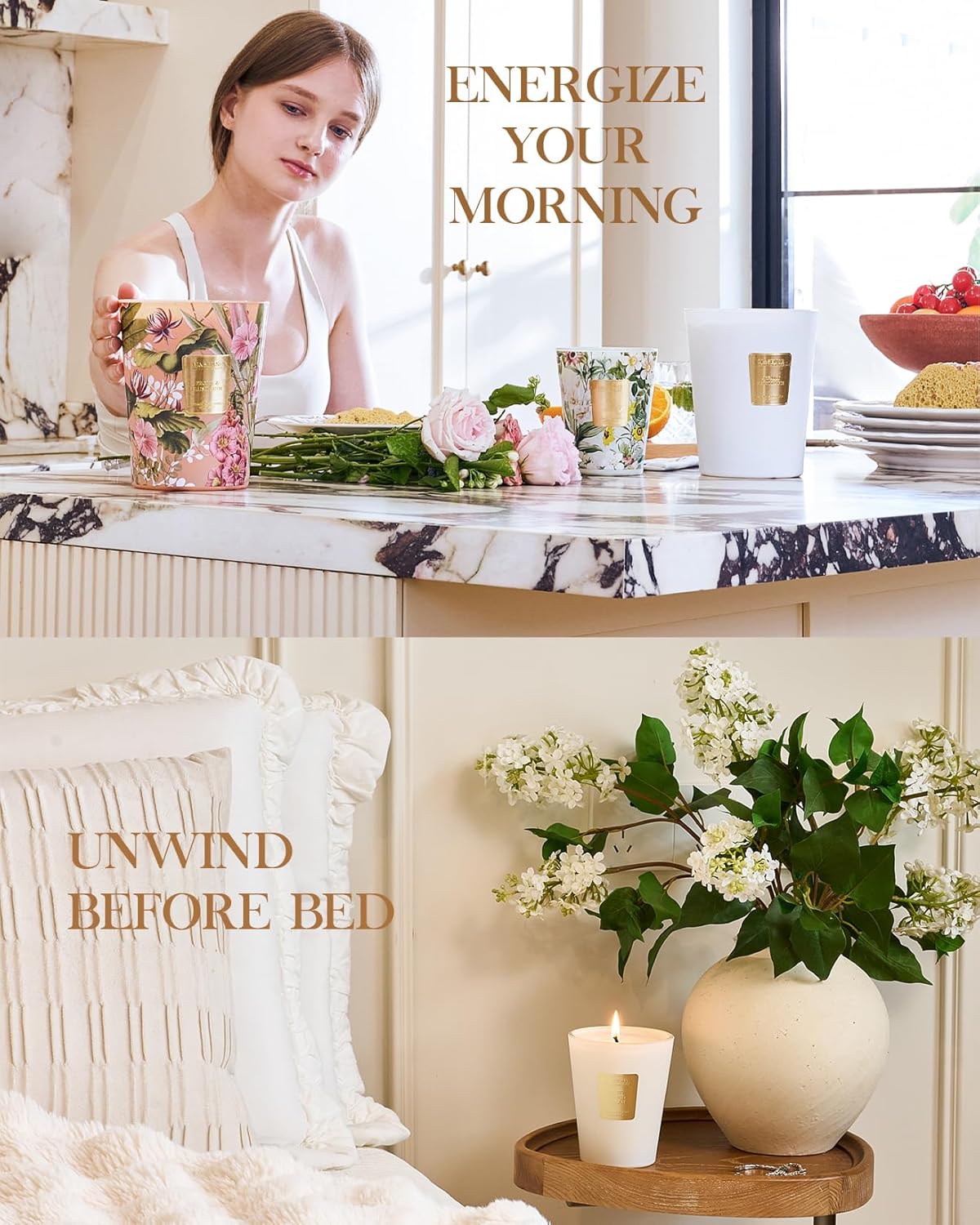 M&SENSE Apple Crumble Scented Natural Soy Wax Candle, 14.1oz 60 Hours Long Lasting Slow Burning Candles for Home Decor, Aromatherapy Candle for Stress Relief