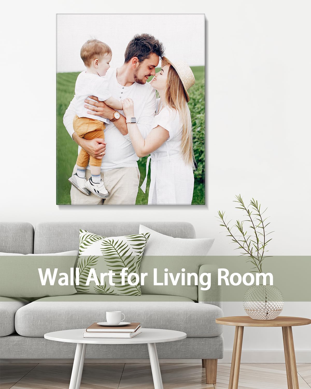 Personalized Custom Canvas Wall Art, Custom Canvas Prints with Your Photos for Living Room, Bedroom, Wedding Pet Baby Family Photo Framed Wall Art, Customized Photo Gift for Family,Friend,Lover,Pet (24L" x 32W")