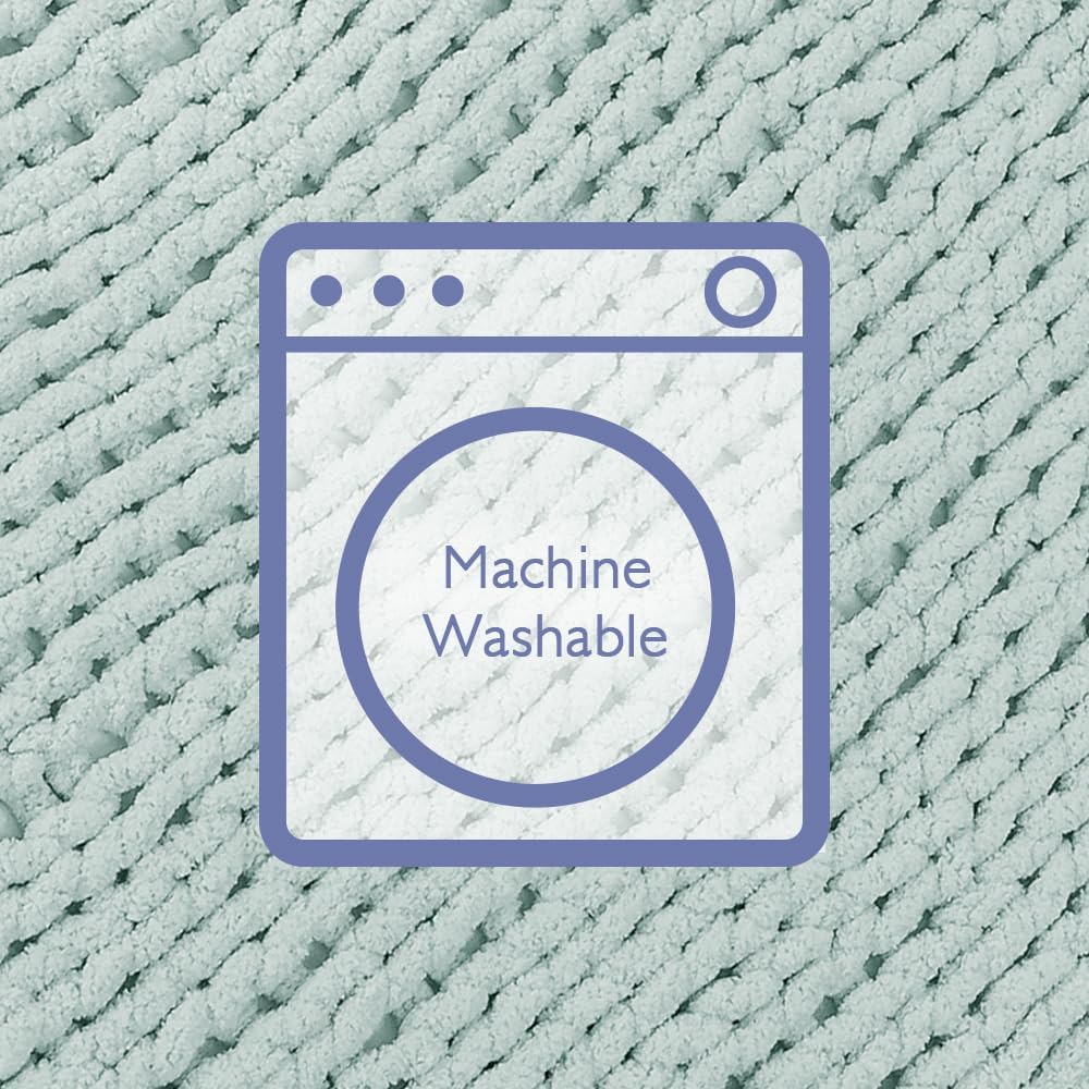 Bigacogo Chunky Knit Throw Blanket for Couch, 40x40 inches, 100% Hand Knitted with Thick Jumbo Chenille Yarn, Cozy Soft Large Rope Knot Cable Crochet Blankets for Sofa Bed Living Room, Mint