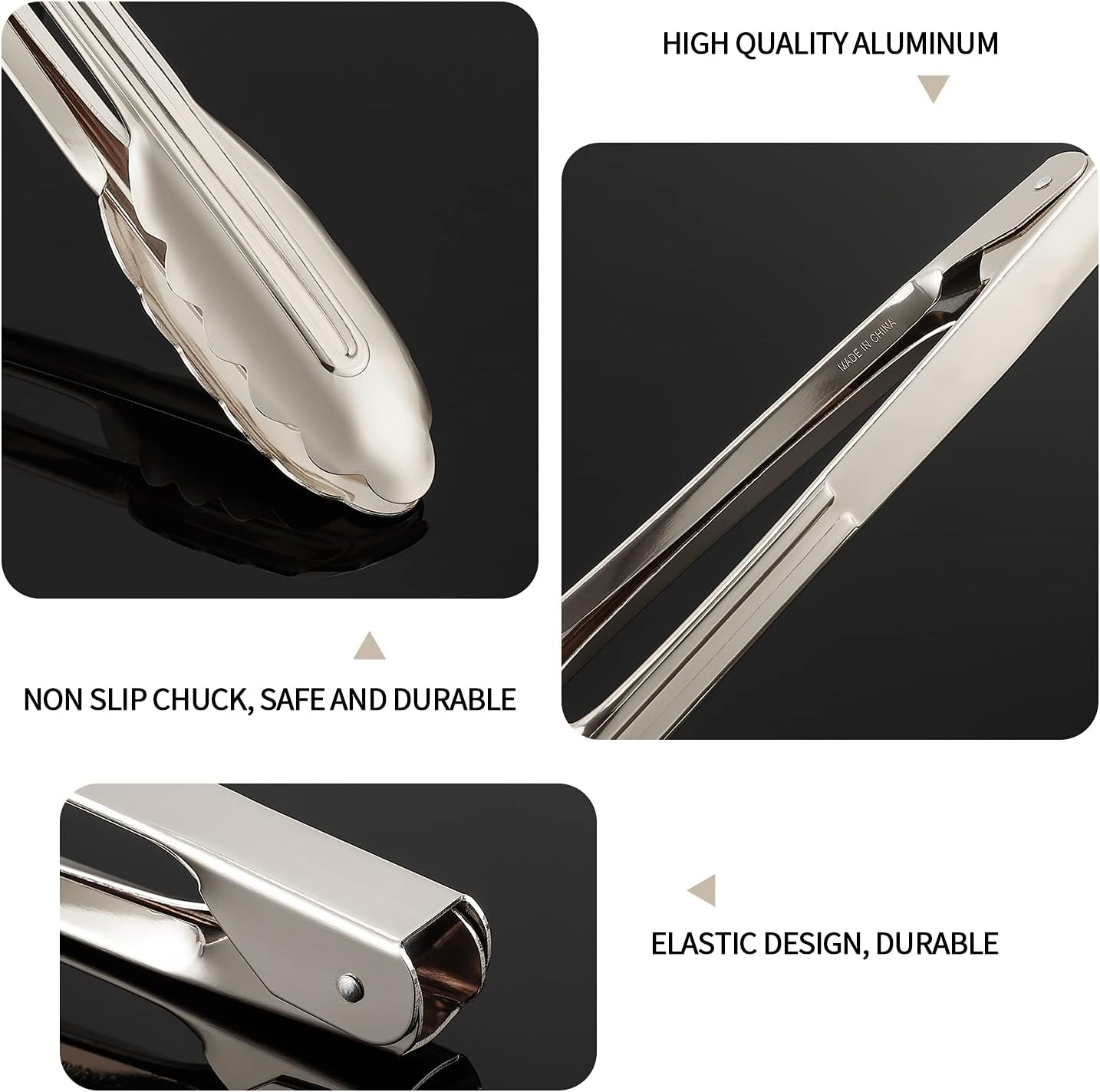 MSY BIGSUNNY 9 Inch Kitchen Food Tongs, Buffet Tongs, Serving Tongs for Cooking, Grilling, Aluminum Tongs - Set of 3 (multi color)