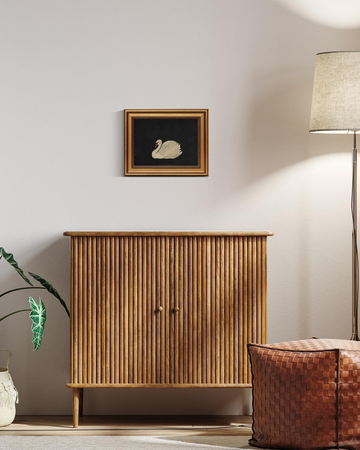 HUARCEY Gold Framed Vintage Wall Art for Living Room, Grace Swan Art Painting Pictures Rustic Animal Bathroom Prints Farmhouse Wall Decor Mother's Day Gifts for Mom Canvas Swan Shelf Decor for Bedroom