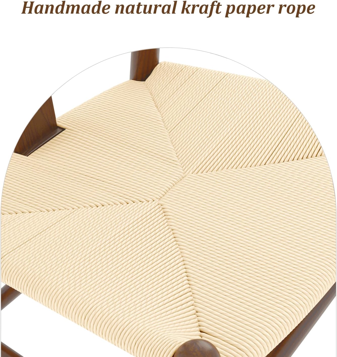 Wishbone Chair Natural Solid Wood Dining Chair/Hans Vegner Y Chair Rattan and Wood Accent Armrest Chairs (Ash Wood - Walnut)