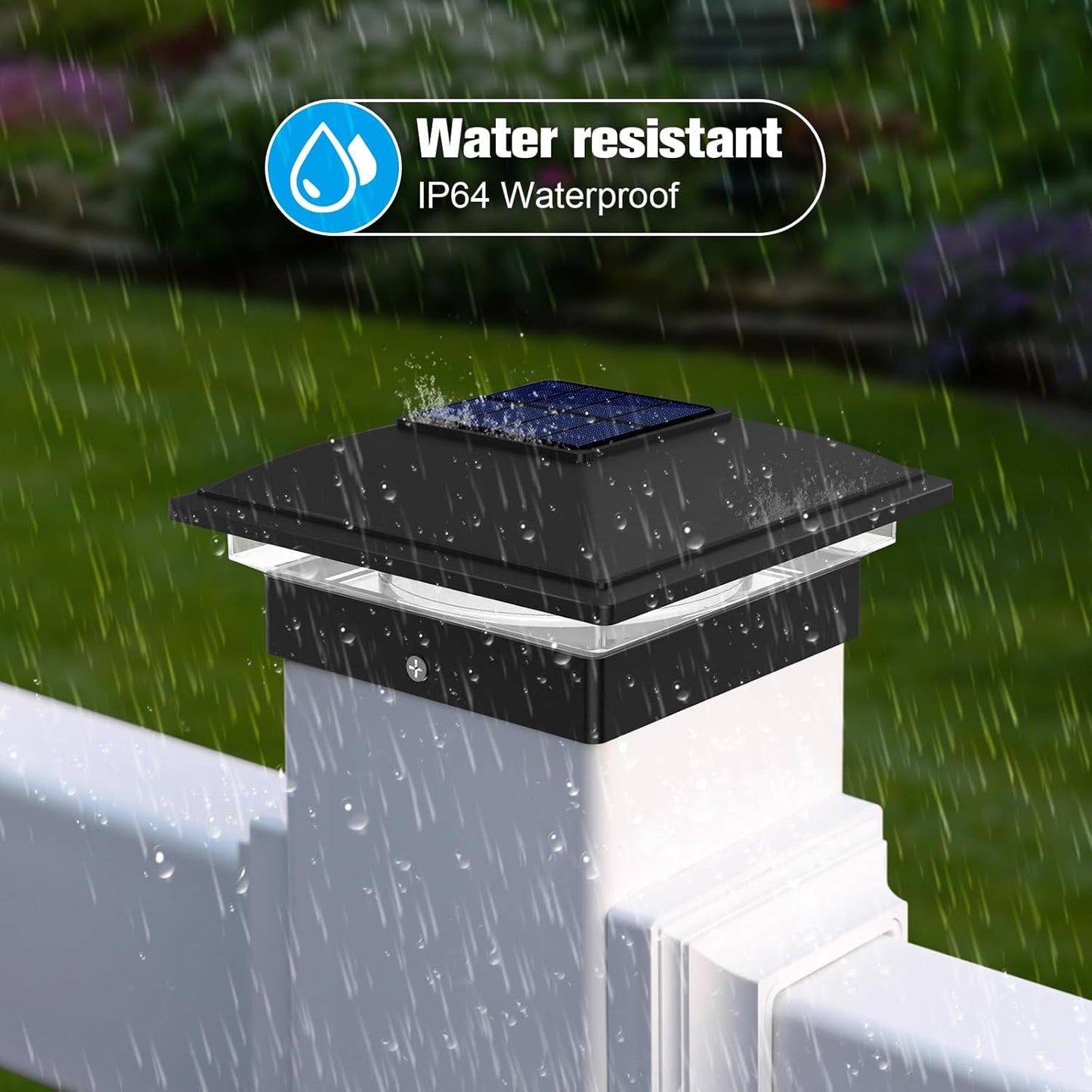 VOLISUN Solar Post Cap Light Outdoor Waterproof 12pack,Solar Fence - Post Lights for 4x4 5x5 6x6 Wooden/Vinyl Post,Black Deck Post Cap Light Solar Powered with Warm White for Garden/Patio/Porch