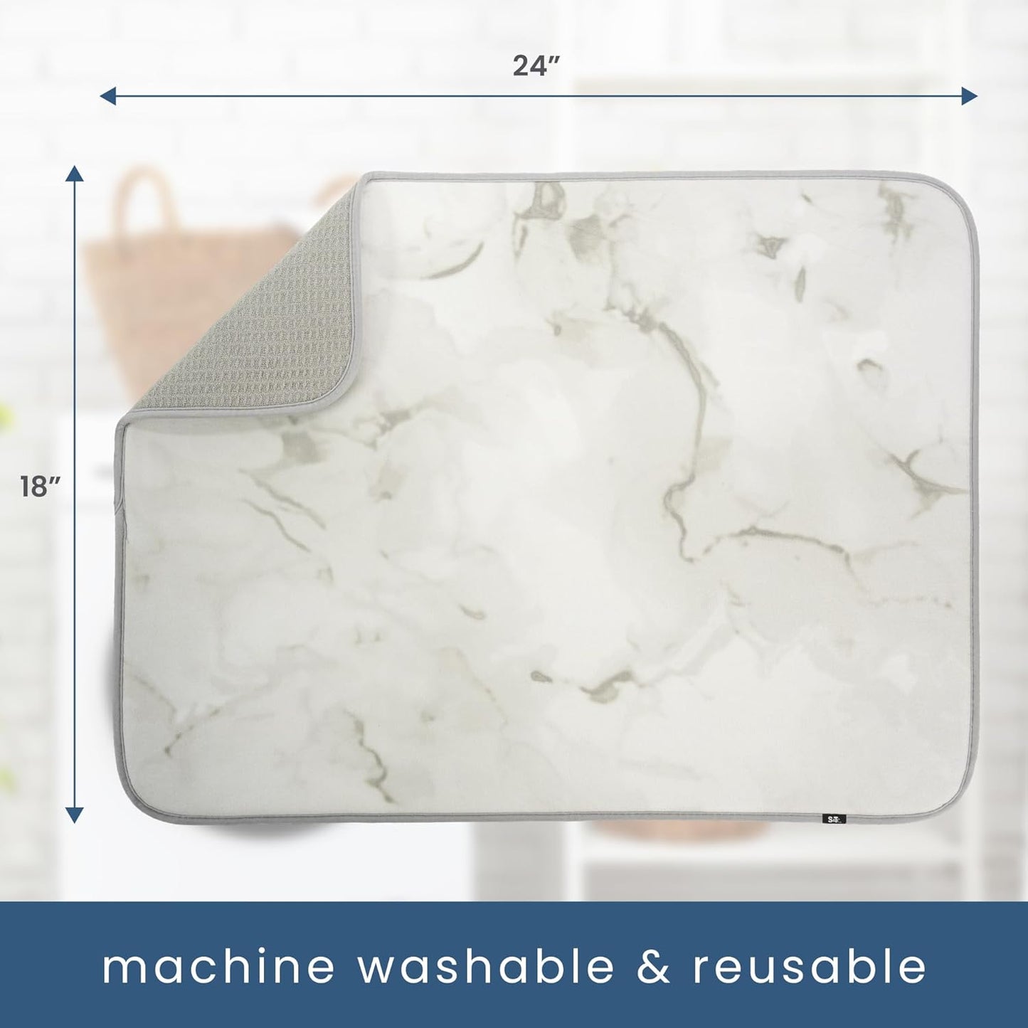 S&T INC. Dish Drying Mat XL, 18” x 24”, Absorbent Microfiber Kitchen Counter Mat, Dish Drying Pad for Dishes, Utensils, Pots and Pans, Extra Large, Grey Stone