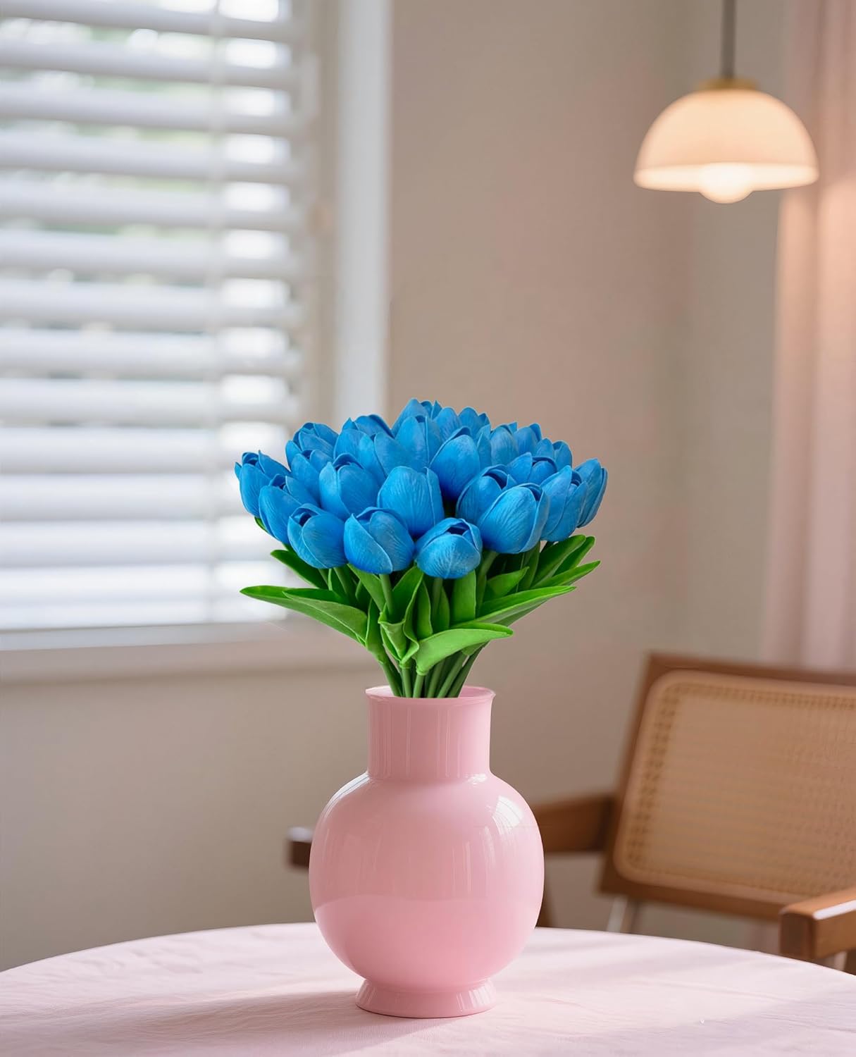 Fake Flowers Tulips Artificial PU Flower 15 Stems Real Touch Faux Tulips Flowers Mother's Day Easter Valentine’S Day Gifts in Home Kitchen Wedding Dining Table Decorations