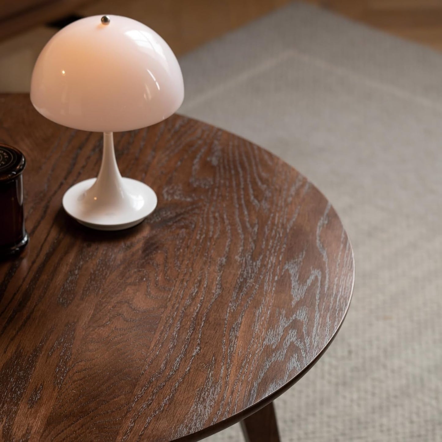 100% Solid Oak Wood Mini Coffee Table, Round Side Table w/Solid Wood Legs, Walnut Mid Century Coffee Table w/Sturdy Frame for Bedroom Balcony Living Room (29.53" D x 17.72" H)