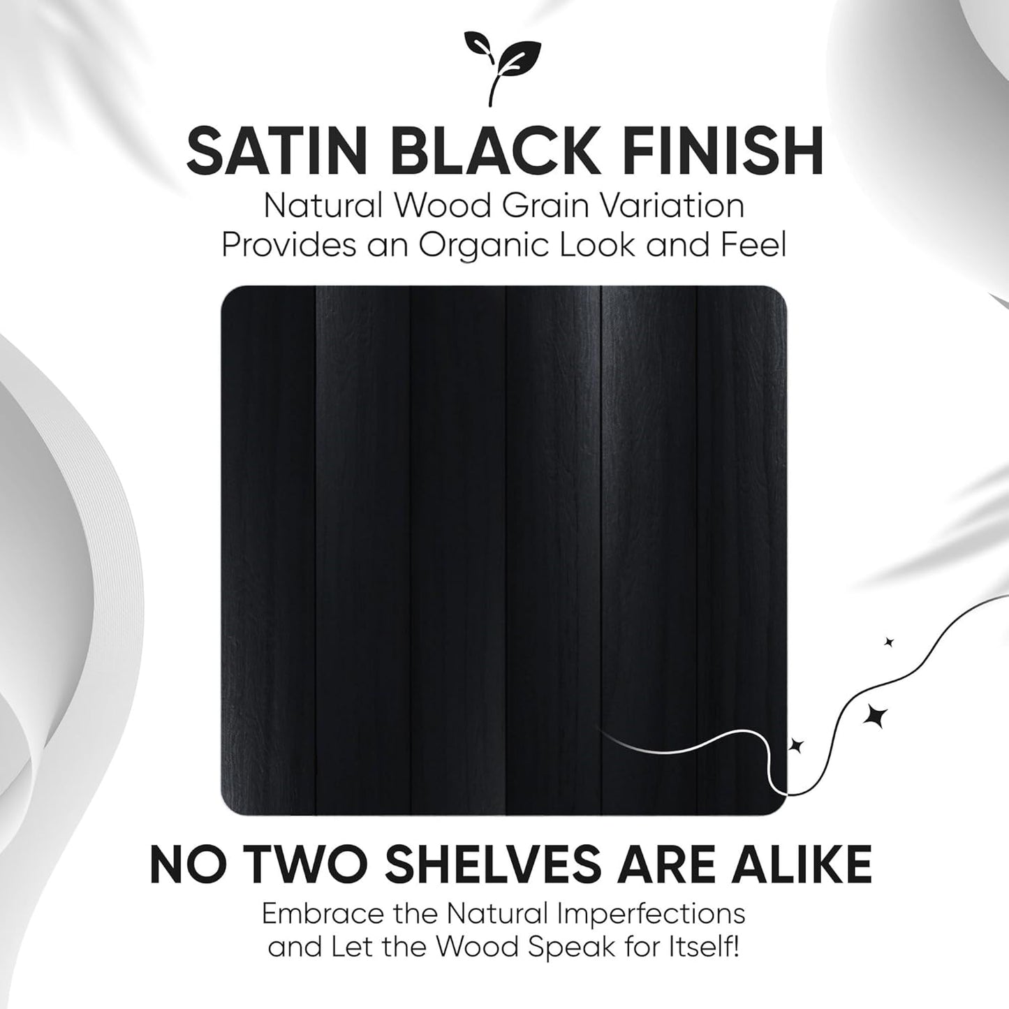 Homeforia 16 inch Black Floating Shelves, High End Solid Real Wood 16inch Bathroom Floating Shelves for Wall Mounted, 16in Wooden Small Floating Shelf, Heavy Duty Bracket, 16 X 6.5 X 1.75 in, Set of 4