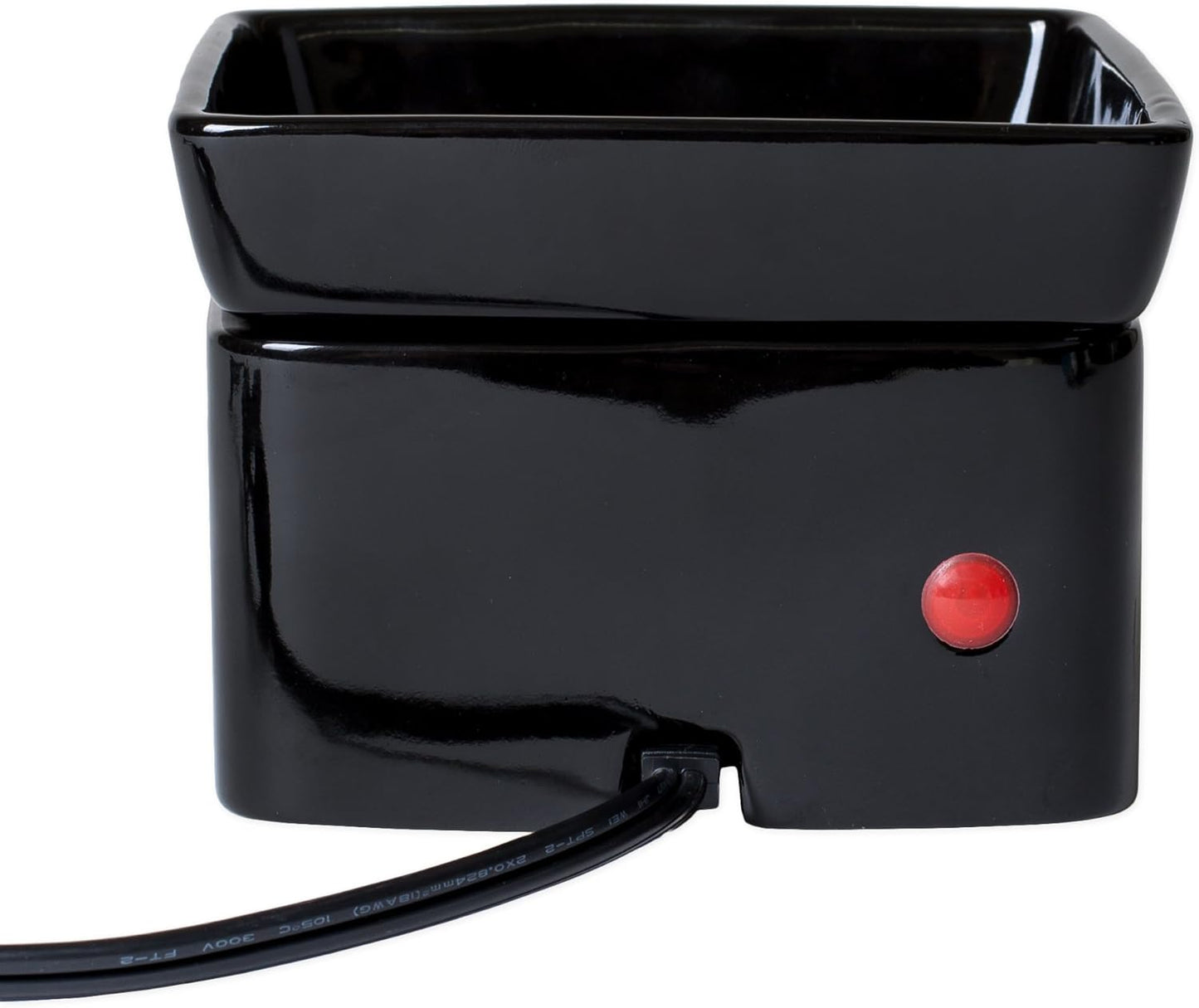 Elanze Designs Glossy Black Ceramic Stoneware 2-in-1 Jar Candle and Wax Tart Oil Warmer - 2 Pack