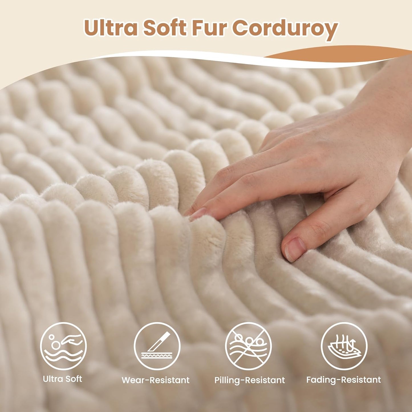 HOOOWOOO Cloud Sectional Couches for Living Room,Modular Sectional Sofa No Assembly,138X108 Inch Plush Corduroy Large L Shaped Floor Couch Set with Deep Seat(Beige)