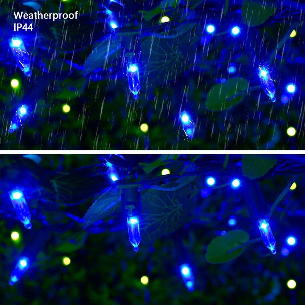 Brizled Blue Christmas Lights, 33ft 100 LED Christmas String Lights, 120V UL Certified Plug-in Xmas Tree Light Connectable Mini Xmas Light Waterproof for Home Party Wedding Indoor Outdoor Decorations