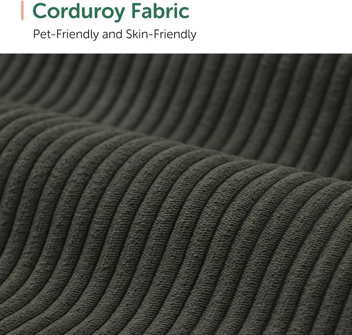 HONBAY Corduroy Modular Sectional Couch with Storage L-Shaped Sectional Couches for Living Room 6 Seater Modular Sofa, Green