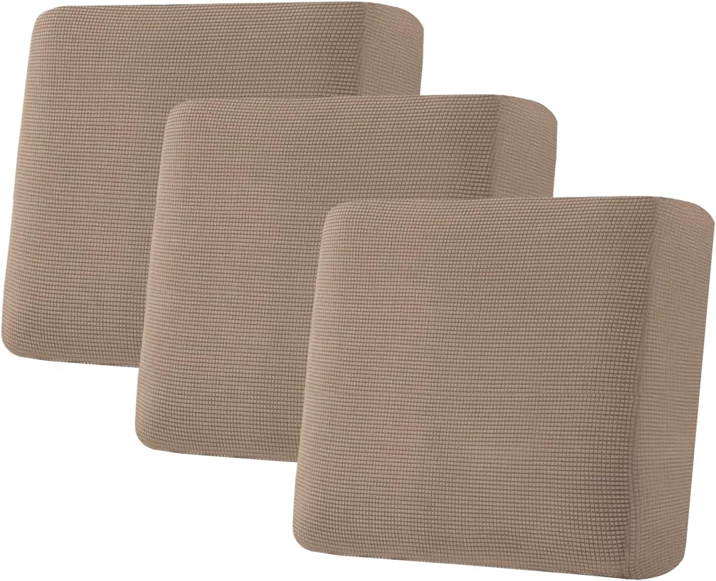 H.VERSAILTEX Super Stretch Individual Seat Cushion Covers Sofa Covers Couch Covers Slipcover Sets Thick Jacquard Textured Twill Fabric (3 Piece XL Sofa Cushion Covers, Macchiato)