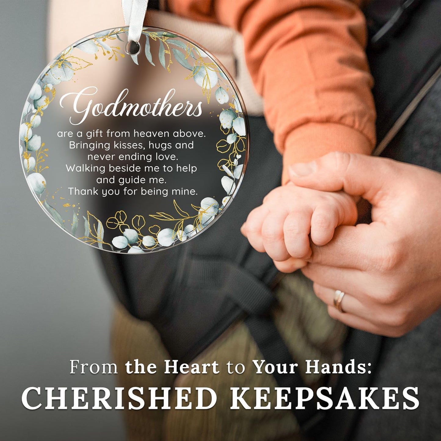 HEXMOZ Godmother Ornament - Godmother Gifts, Godparent Gifts from Godchild, Catholic Ornament, Present from Godchild - Acrylic Christmas Ornaments 2025