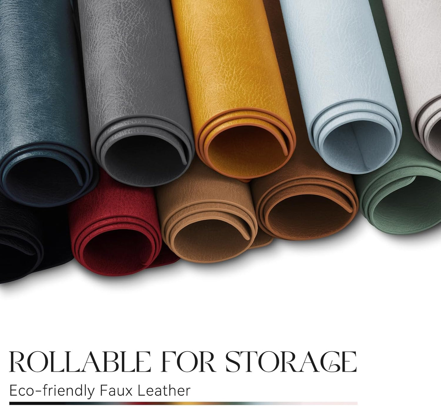 MOSAYT Vinyl Placemats Set of 4-12 X 17 Inch - Faux Leather 100% Waterproof Oil-Proof Wipeable PU Place Mats, Heat Resistant Reversible Table Mats for Kitchen, Dining, Outdoor (Light Grayish Blue)