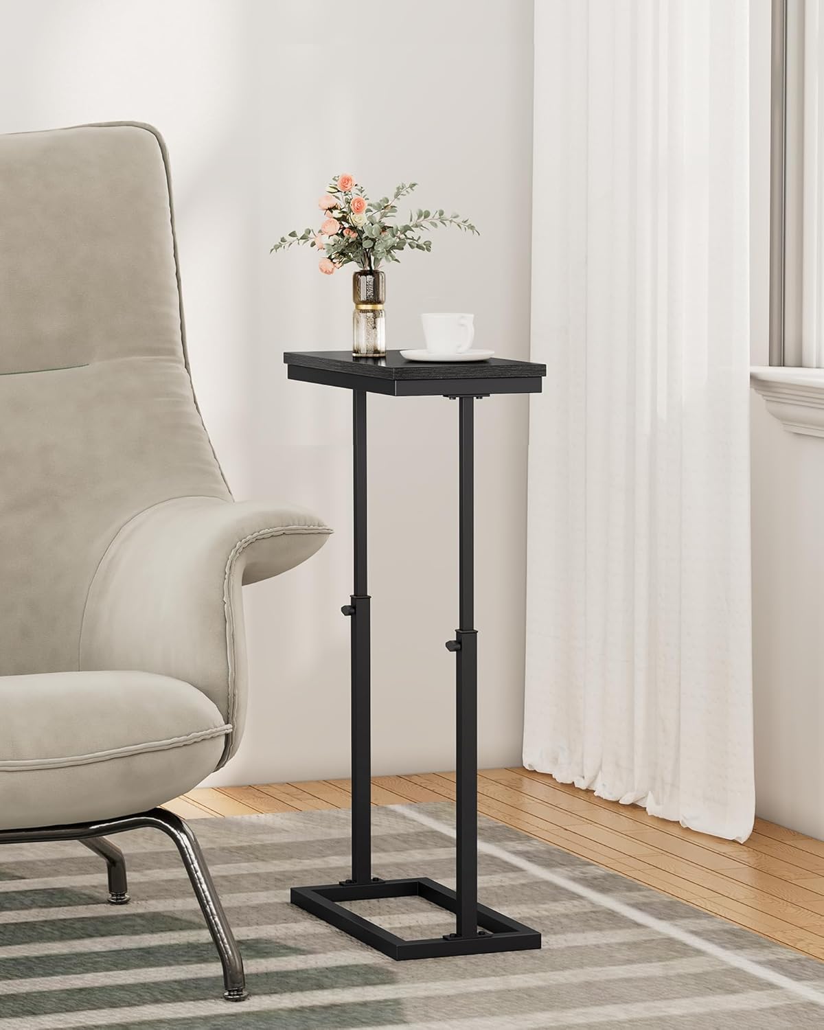 TUTOTAK End Table, Side Table, Tall Couch Table, Sofa Table, Living Room, Bedroom, Black TB01BK083