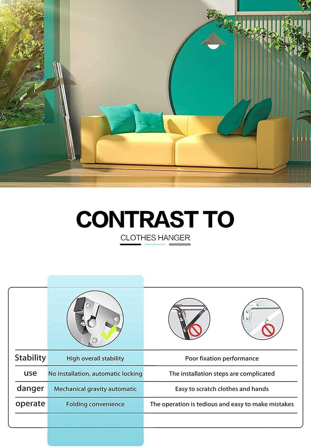 Clothes Drying Rack Folding Indoor Outdoor, Foldable Portable Laundry Drying Rack, Heavy Duty Laundry Hanger Dryer Rack with 20 Hooks (63.55'')