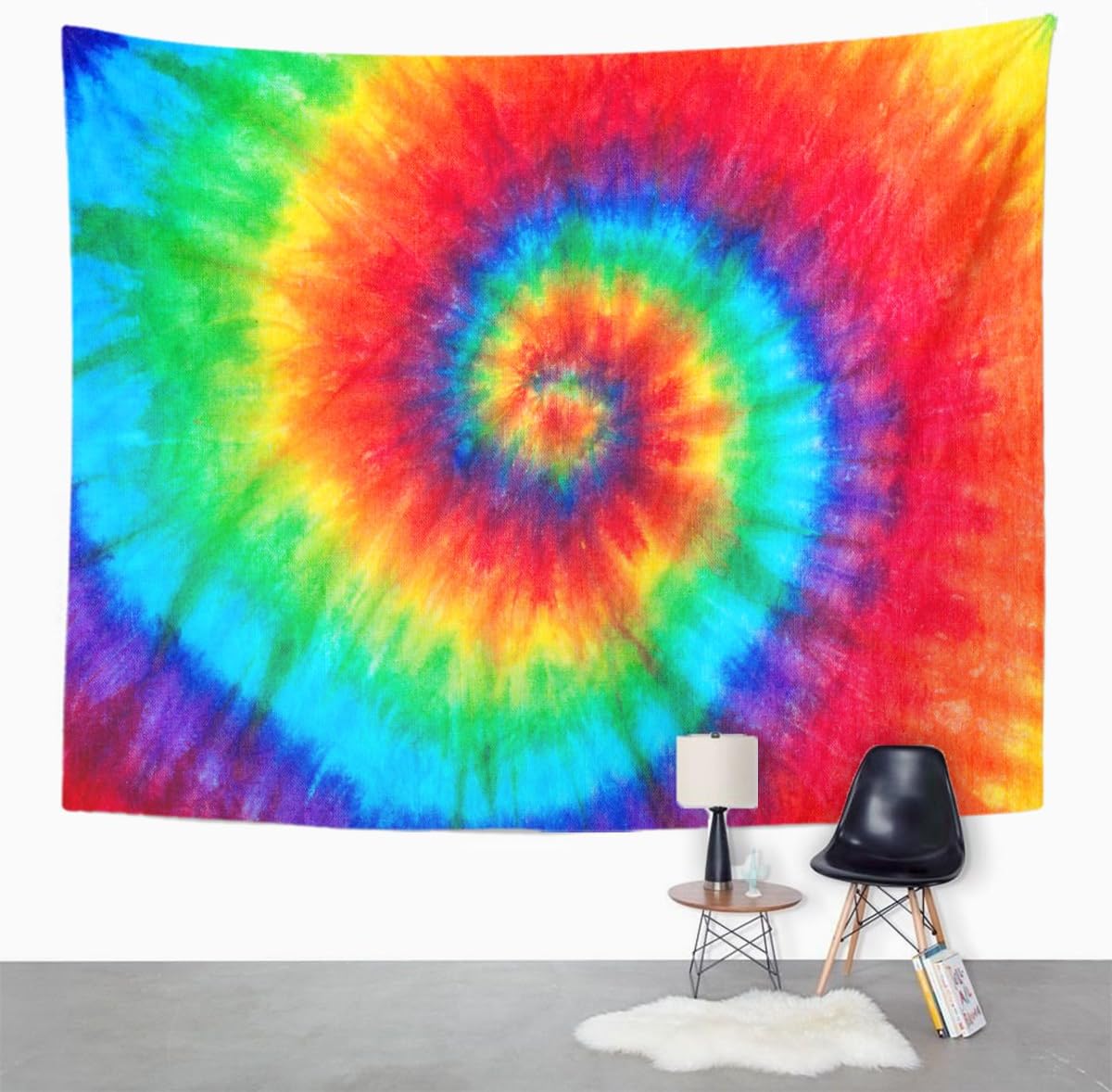 Emvency Tapestry Colorful Rainbow Spiral Tie Dye Pattern Color Dyed Batik Home Decor Wall Hanging for Living Room Bedroom Dorm 50x60 Inches