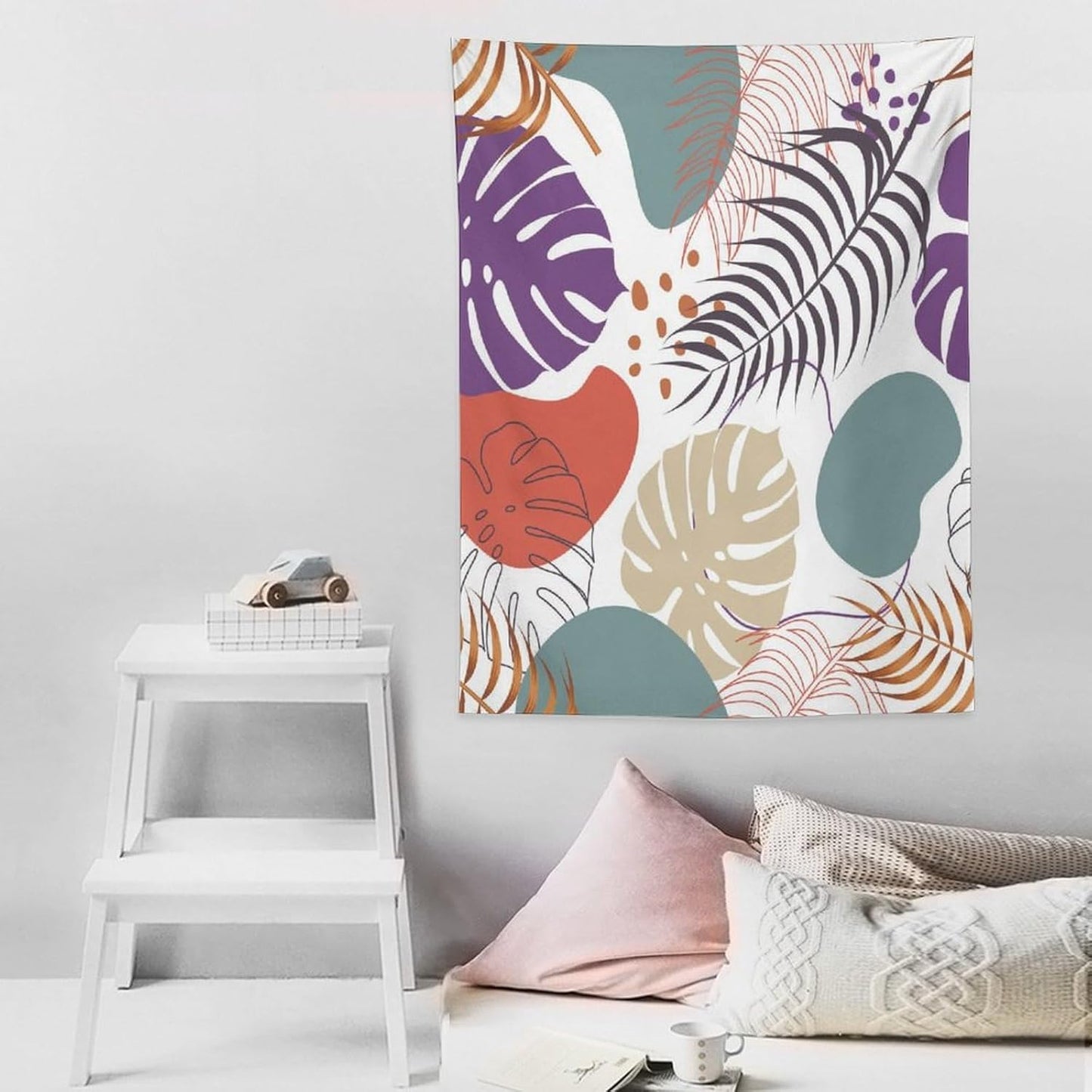 ICMOLYYENLO Tropical Green Leaves Tapestry, Exotic Leaves Beautiful Bedroom Wall Hanging, Floral Poster Blanket for Bedroom Living Room Dormitory Apartment 30x40 Inch