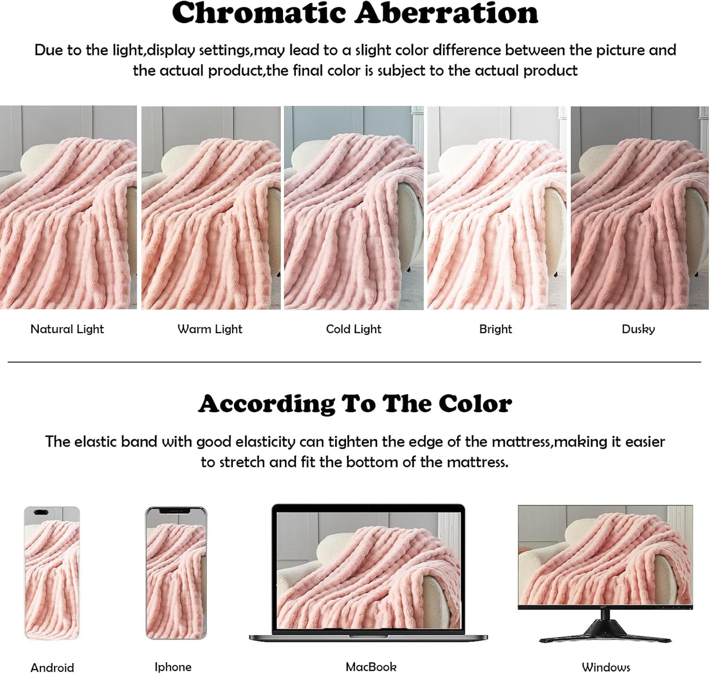 NEWCOSPLAY Faux Fur Throw Blanket Pink Bubble Blanket Thick Warm Soft for Couch Sofa Bed 550GSM (Pink, Throw(50"x60"))