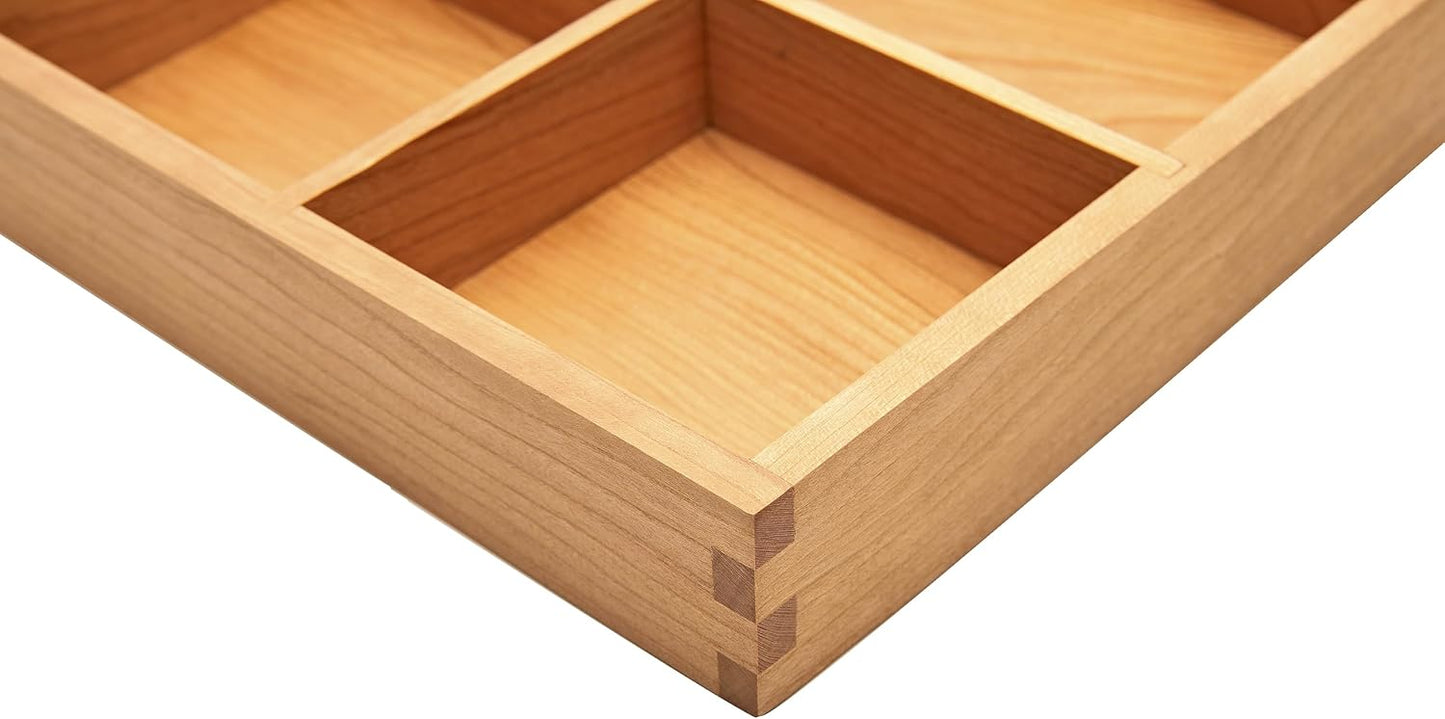 pandapark Wood Organizer Tray,Black Walnut,Desk & Drawer Storage Box (Cherry Master-4)