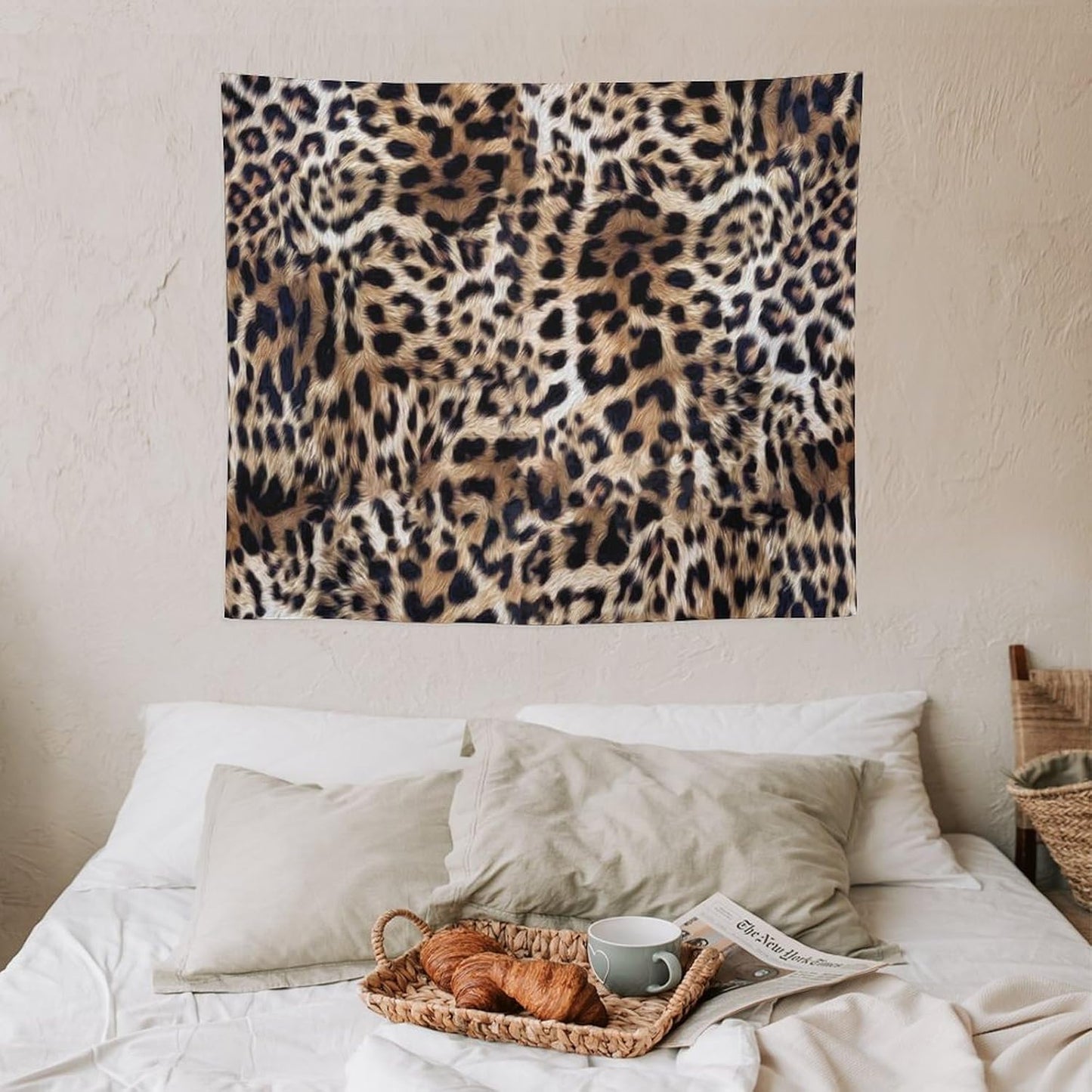 HZOHNAGO Leopard Print Tapestry Nature Wildlife Vintage Cheetah Fur Spot Animal Skin Wild Animals Spots Printed Wall Tapestry Painting Wall Hanging for Bedroom Living Room Dorm 60" W x 50" H
