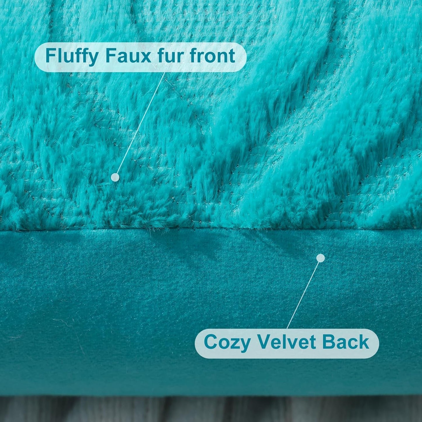 decorUhome Fall Throw Pillow Covers 18x18 Inch Set of 2, Soft Plush Decorative Faux Fur Turquoise Solid Couch Pillow Covers, Accent Farmhouse Neutral Square Euro Pillow Cases for Sofa Bed Living Room
