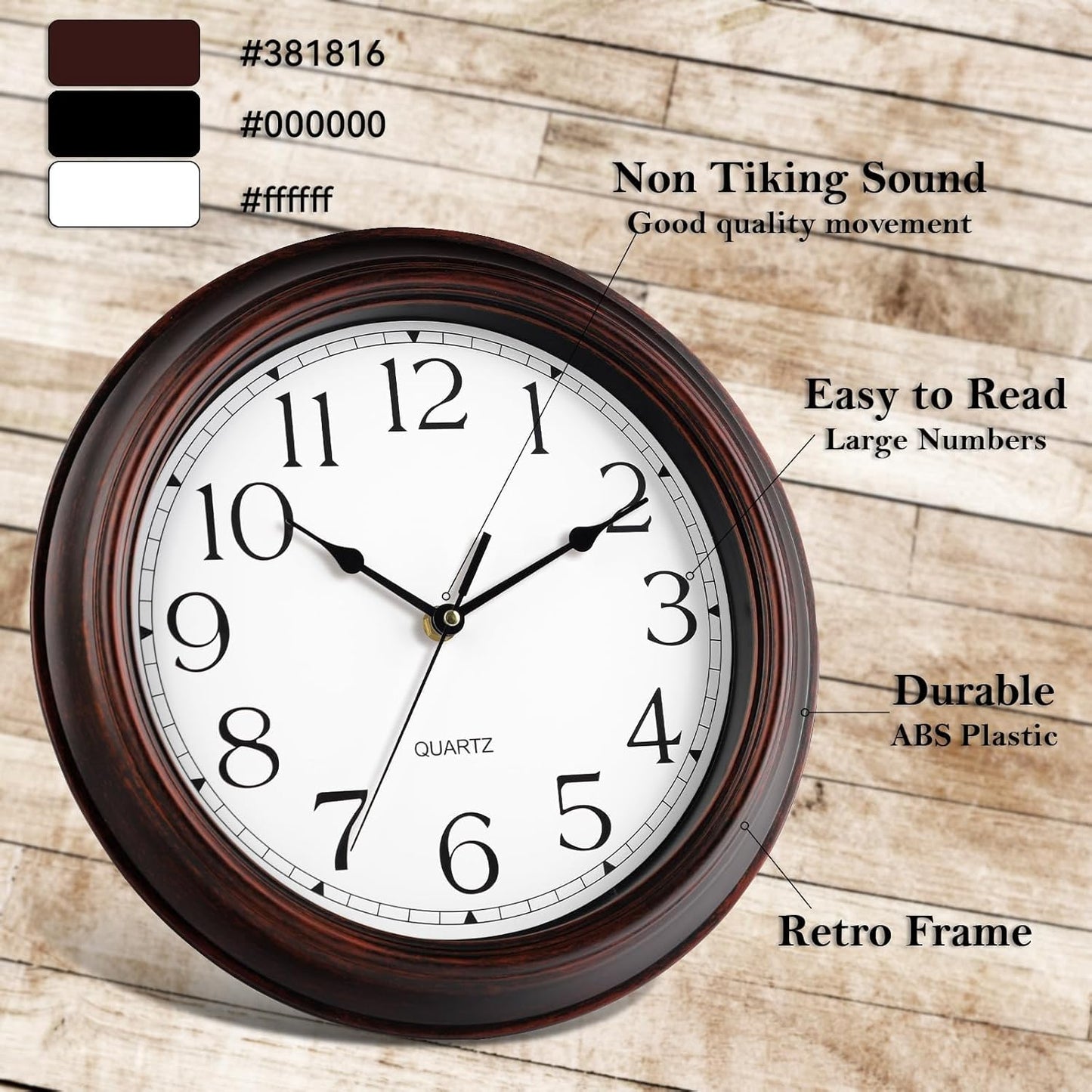 Wall Clocks Battery Operated Silent Non-Ticking Wall Clock 8.5 Inch Small Vintage Retro Rustic Style Decorative for Kitchen Living Room Home Office (Bronze)