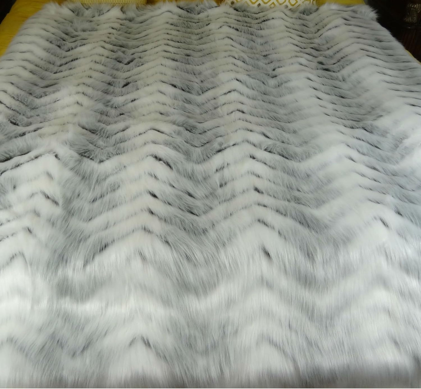 White Fox Faux Fur Throw & Bedspread - True White Gray Throw - Soft Luxury Blanket, Handmade in US