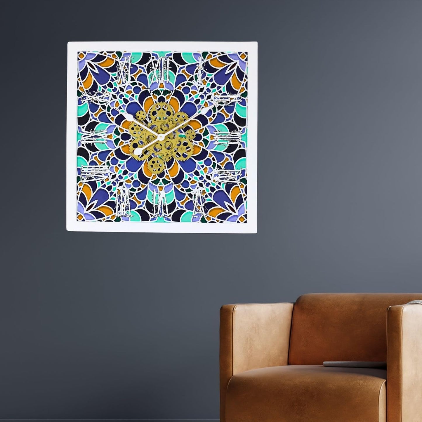 The Gears Clock Wall Clock Italy Collection with Moving Gears (Tramonti, 24 inches (60 cm))