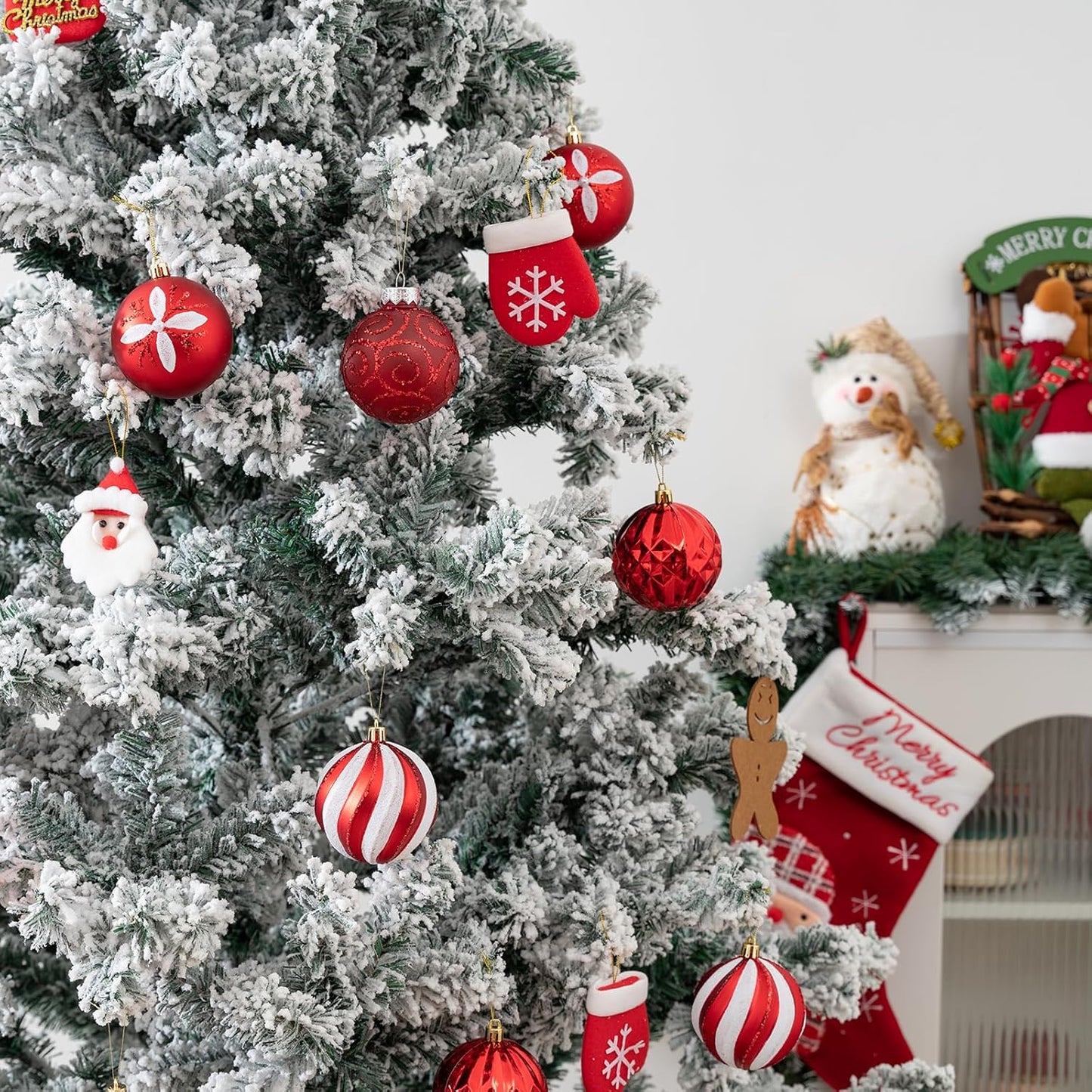 16Pcs Christmas Ball Ornaments Set, 3.15" Shatterproof Christmas Ornaments, Luxury Glitter Hanging Ornaments for Xmas Tree, Xmas Holiday, Party, Wedding (Red)