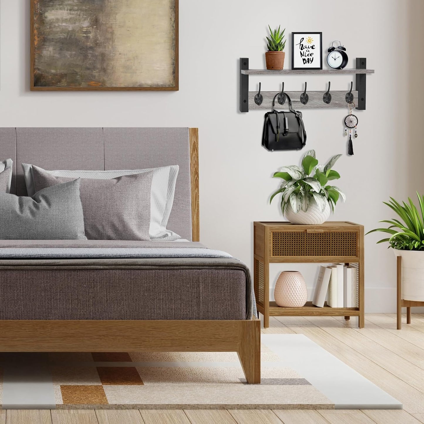 Sorbus Coat Hooks Wall Mount with Shelf – 24 Inch Coat Rack Wall Mount with 5 Heavy Duty Hooks – Floating Wall Shelf with Hooks for Entryway, Bathroom, Bedroom, Kitchen, or Mudroom (Gray)