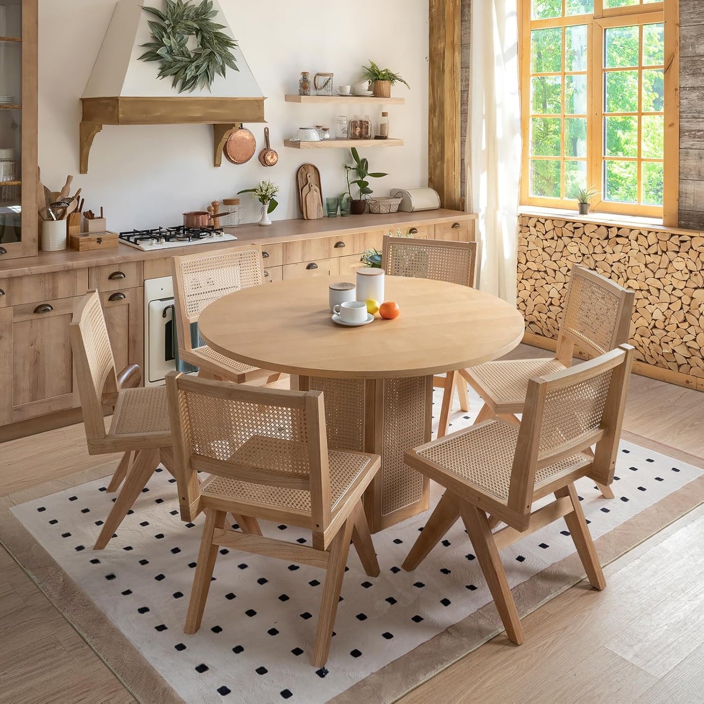 Modern Kitchen Chairs Set of 4, Armless Dining Room Chairs Solid Wood