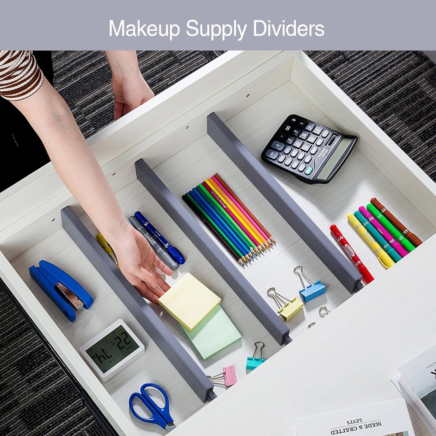 Utoplike 4 PCS Bamboo Kitchen Drawer Dividers(Fits 15"-17.7" Drawer Inner Size), Adjustable Drawer Organizers for Socks, Spring Loaded, Works in Drawer for Bedroom, Dresser